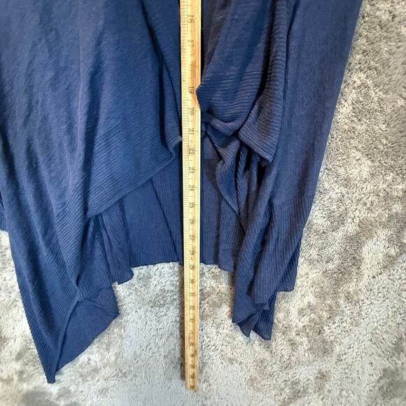 Talbots Navy Blue Linen Drape Front Open Cardigan Sweater Lightweight S Small - Picture 8 of 9
